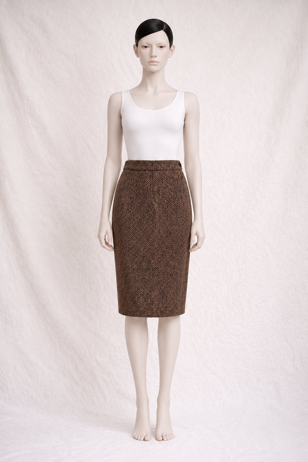 Jupe Crayon Authentique Vintage Yves Saint Laurent Imprimé Serpent Marron en Viscose