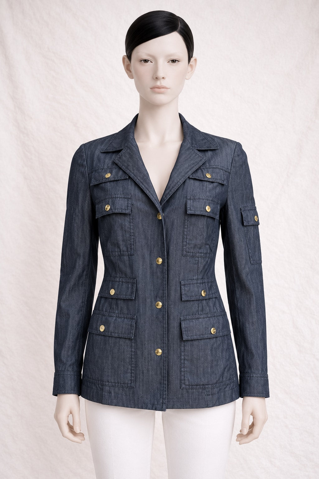 Authentic Vintage Blue Denim Tailored Jacket Escada