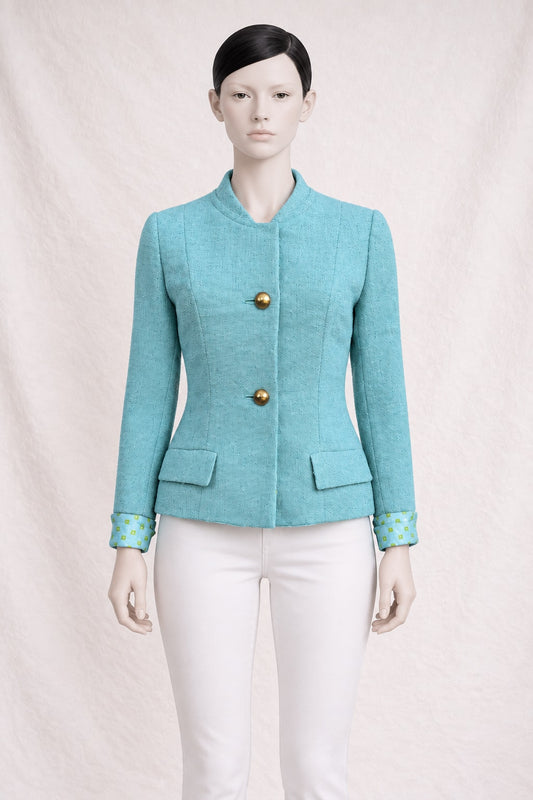 Madeleine de Rauch Vintage Authentic Turquoise Tweed Blazer