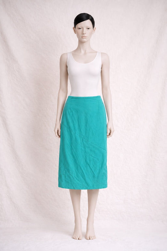 Green Long Skirt Burberry Authentic in Cotton Linen