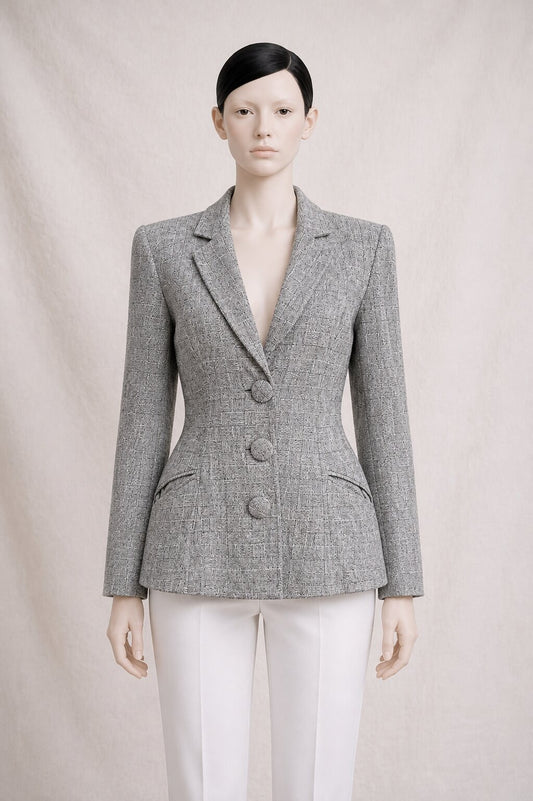 Authentic Vintage Wool and Silk Blazer in Grey by Chantal Thomass
