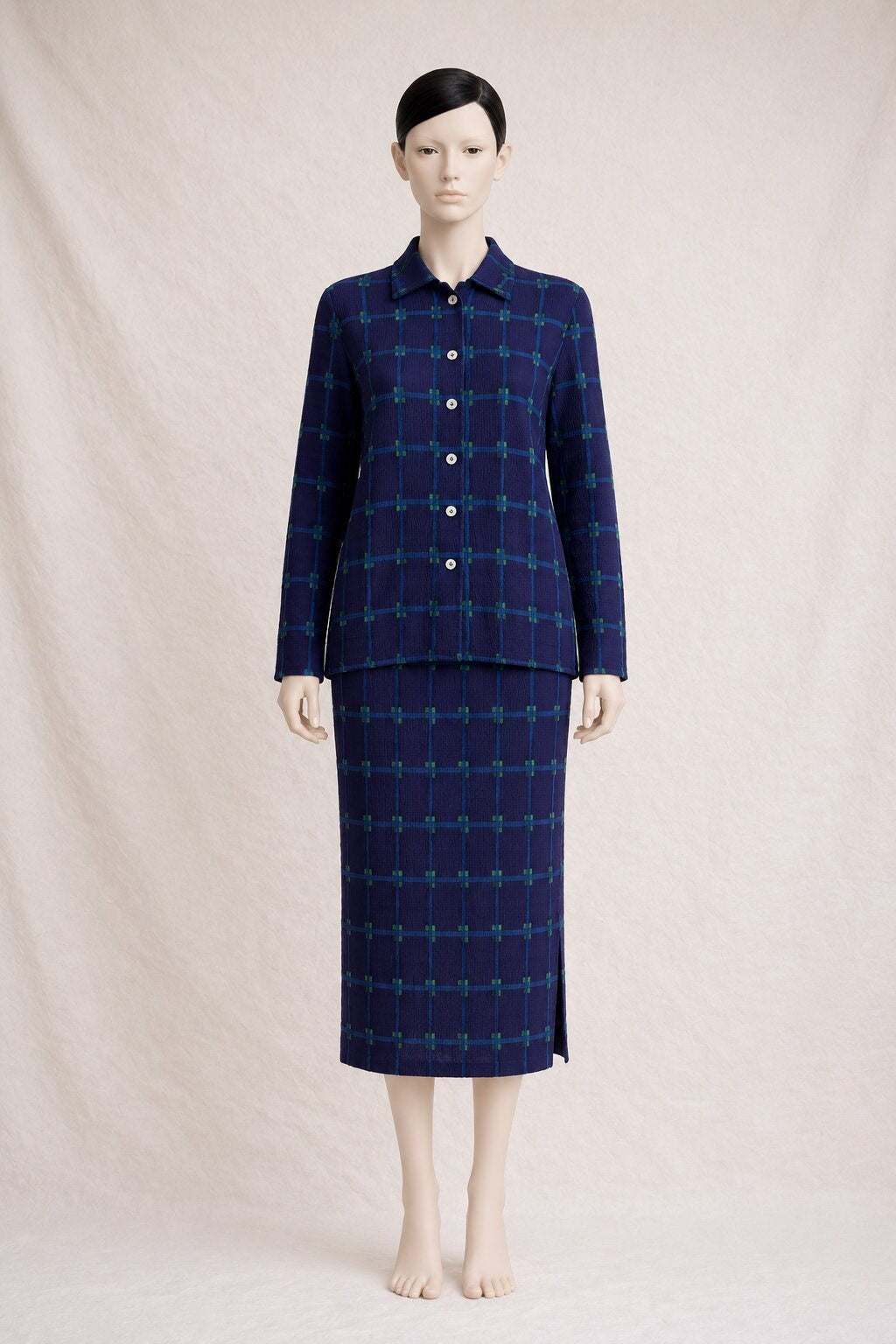 Cotélac Vintage Purple Blue Shirt and Skirt Set