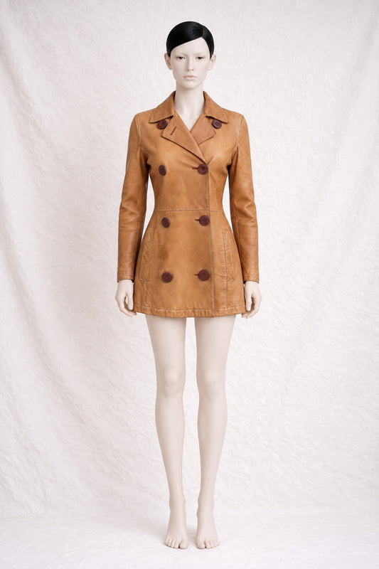 Dolce & Gabbana Vintage Authentic Camel Leather Tailored Jacket