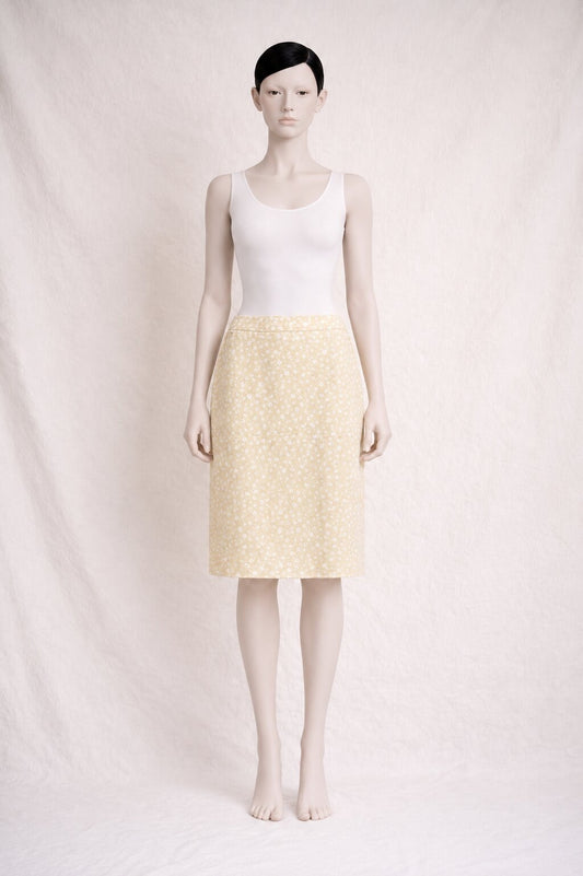 Authentic vintage summer skirt Burberry daisy pattern beige yellow