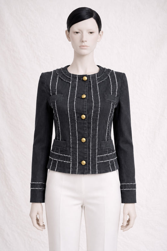 Armani Vintage Authentic Grey Denim Tailored Jacket