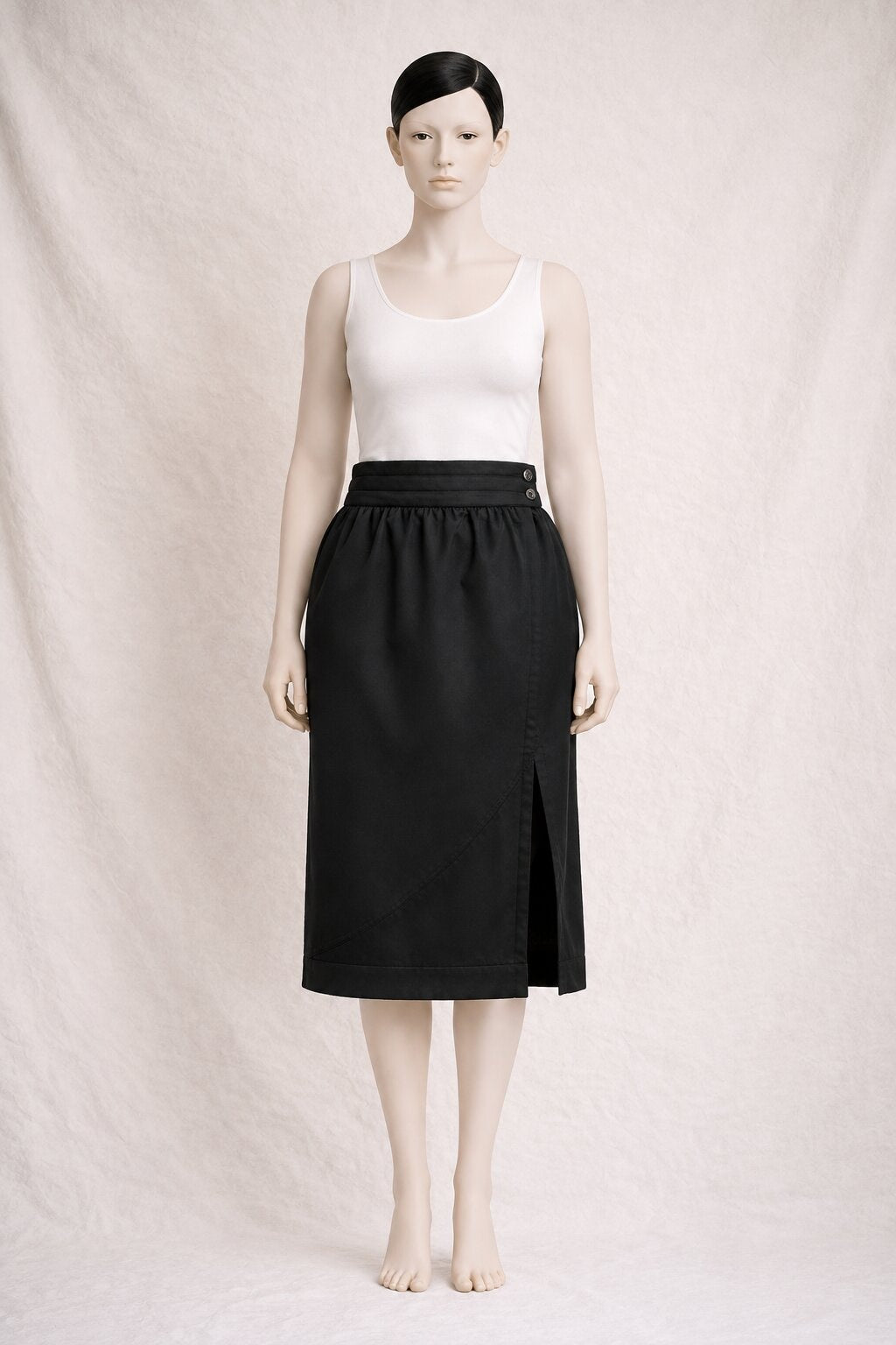 Jupe midi Escada en laine noire vintage authentique