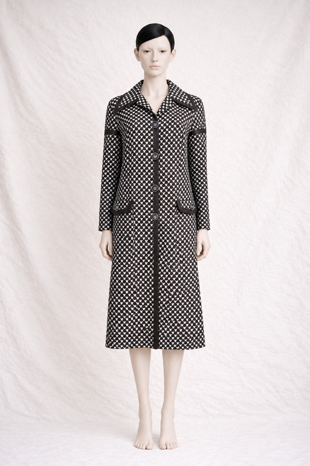 Trench Jacques Heim en viscose marron et blanc vintage authentique circa 70s