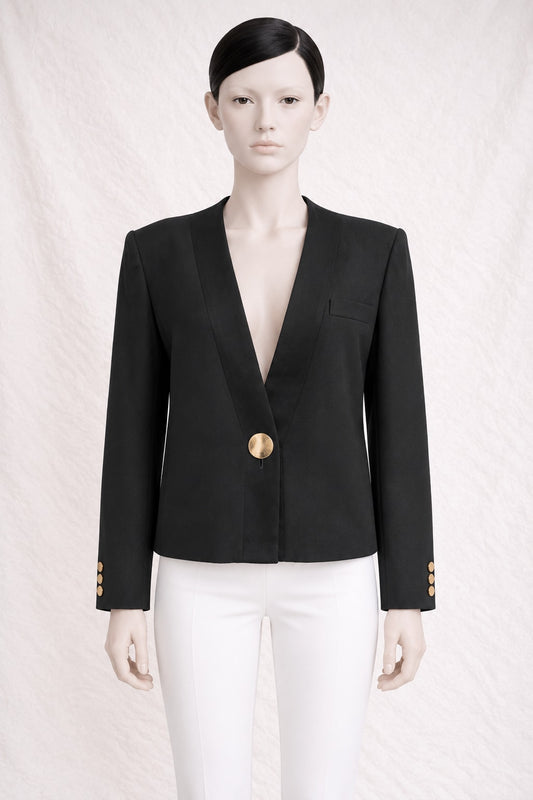 Authentic Vintage Black Wool Tailored Jacket Yves Saint Laurent
