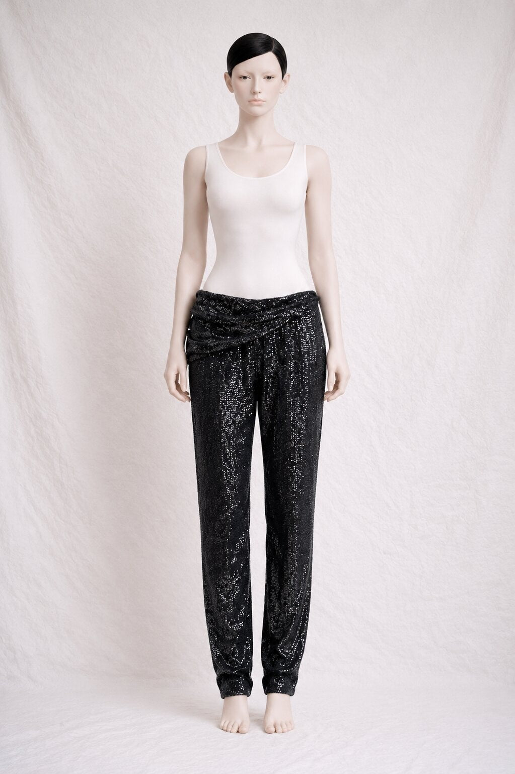 Pantalon Long Anne Klein en Sequins Noirs