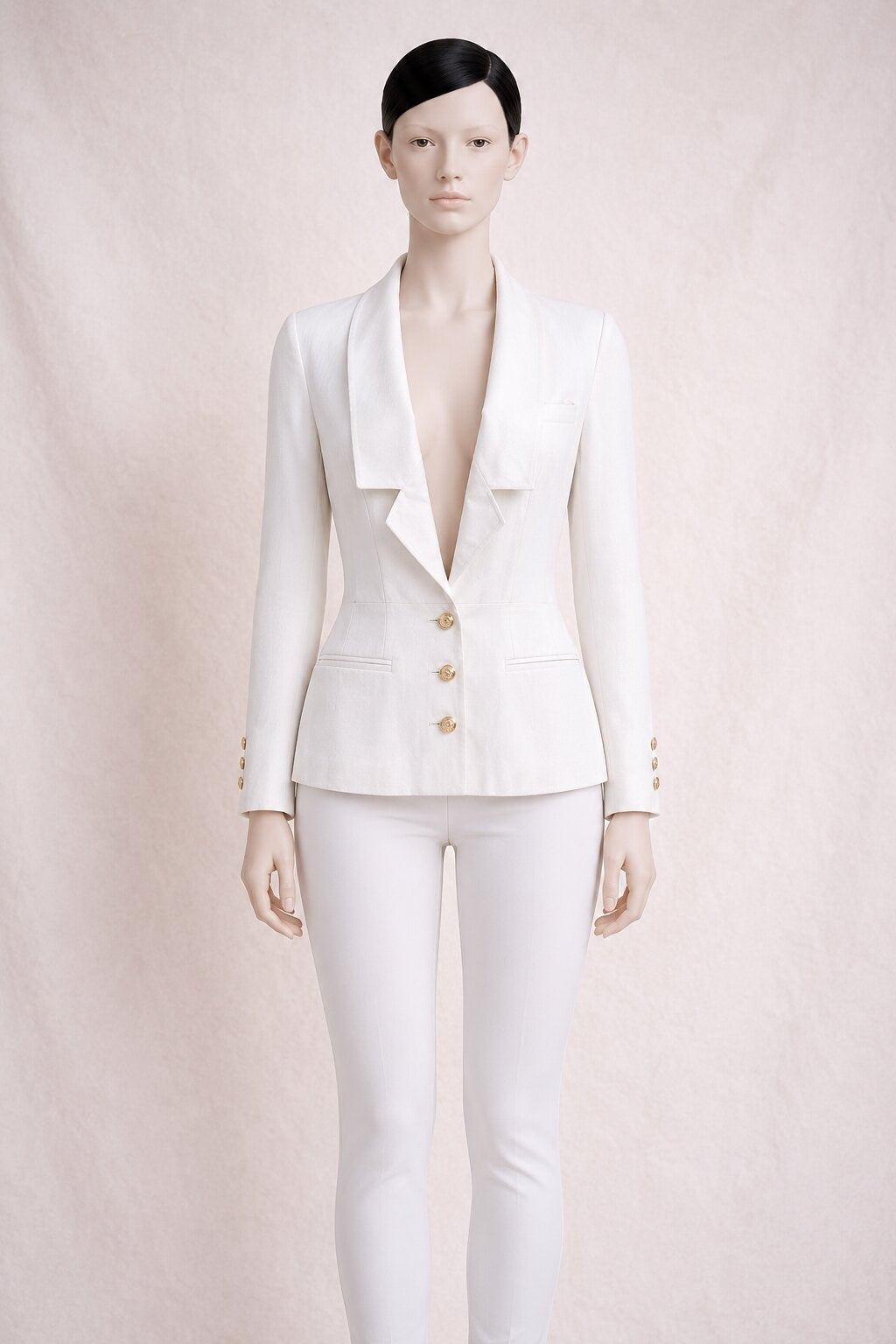 Blazer Vintage Authentique Louis Féraud en Laine Écrue