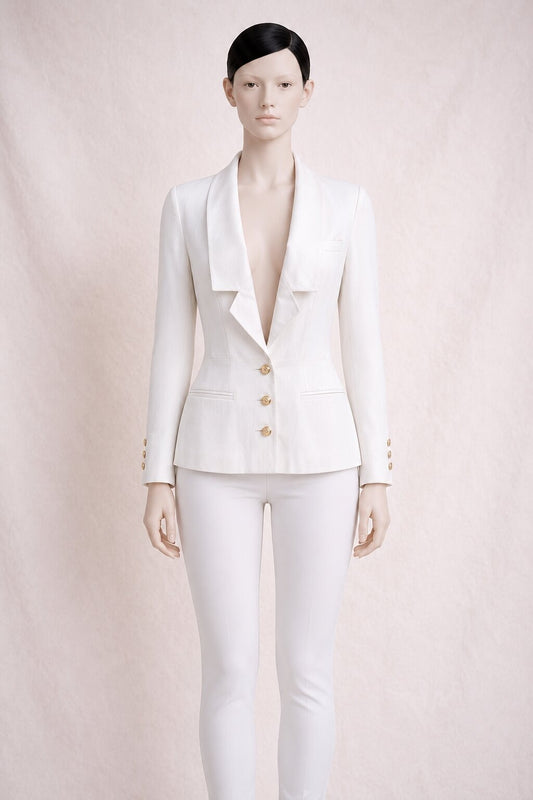 Authentic Vintage Louis Féraud Blazer in Ecru Wool