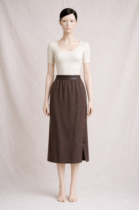 Long Brown Escada Skirt in Authentic Vintage Wool