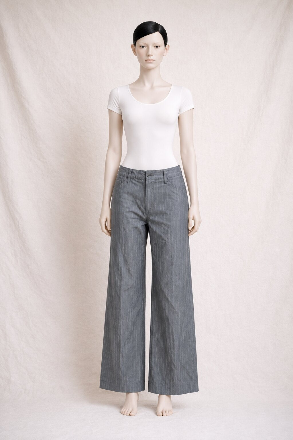 Authentic vintage grey striped cotton trousers by Barbara Bui