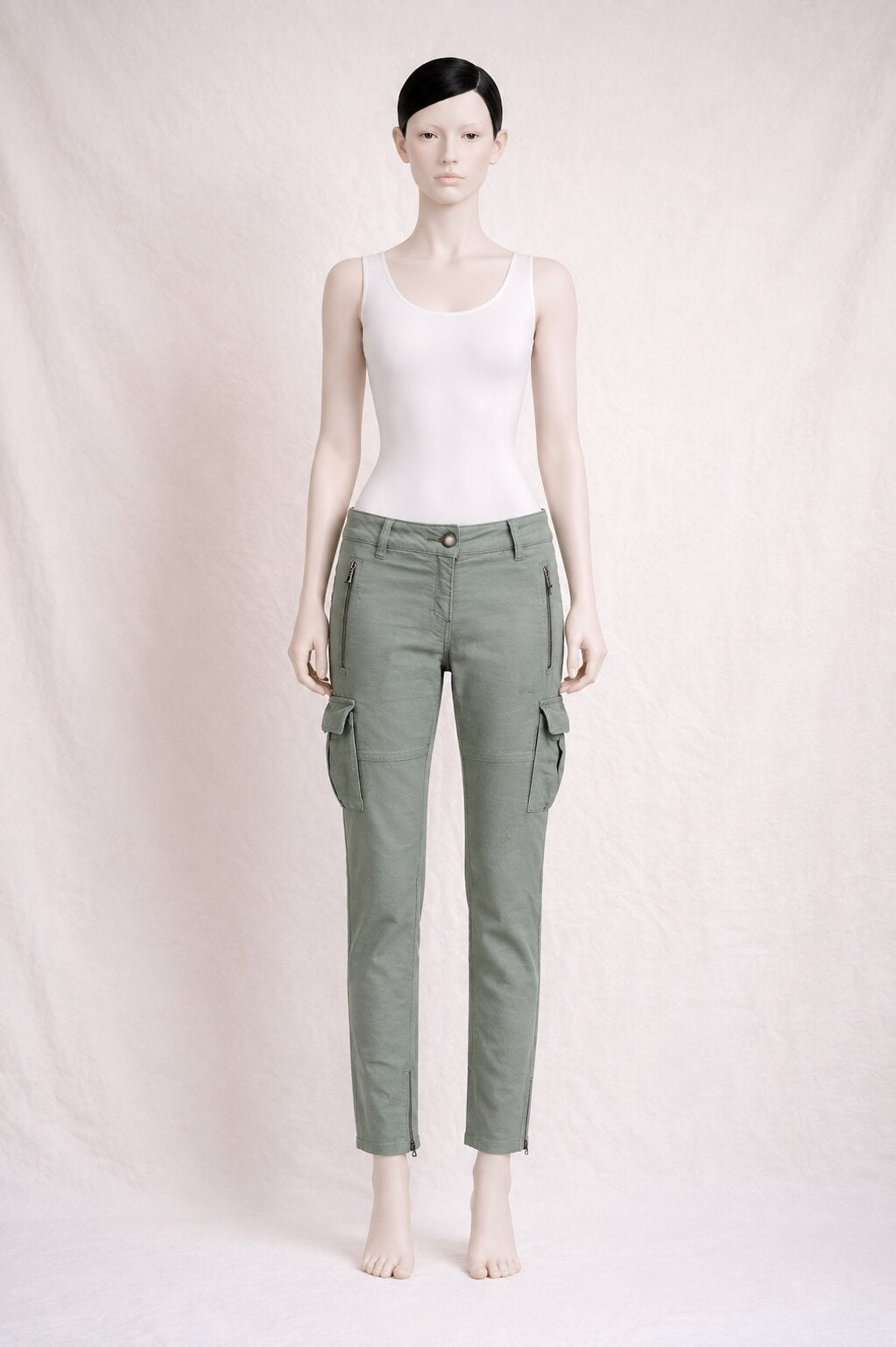 Authentic Y2K Olive Green Cotton Cargo Trousers by Maje