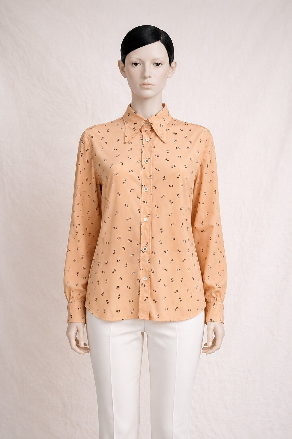 Blouse Vintage Authentique Nina Ricci en Nylon Rose Poudré