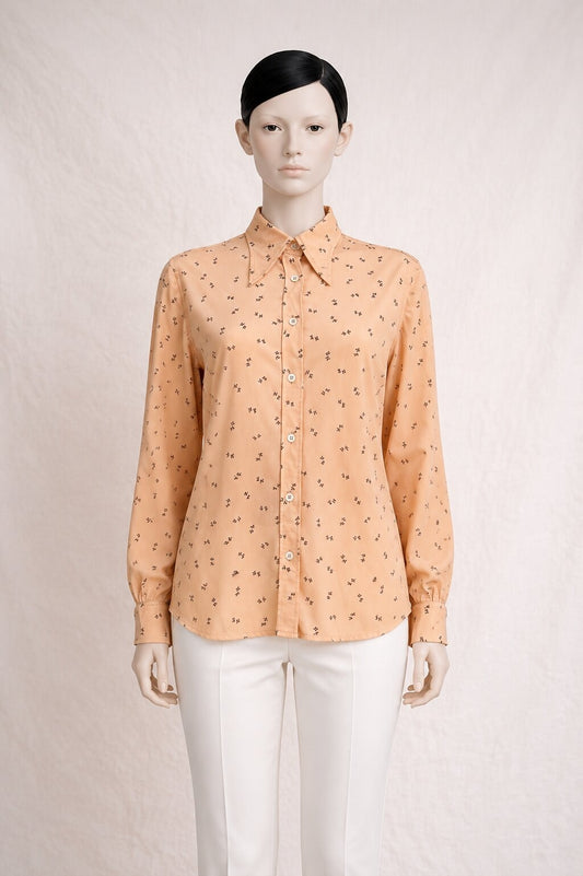 Authentic Vintage Nina Ricci Blouse in Powder Pink Nylon