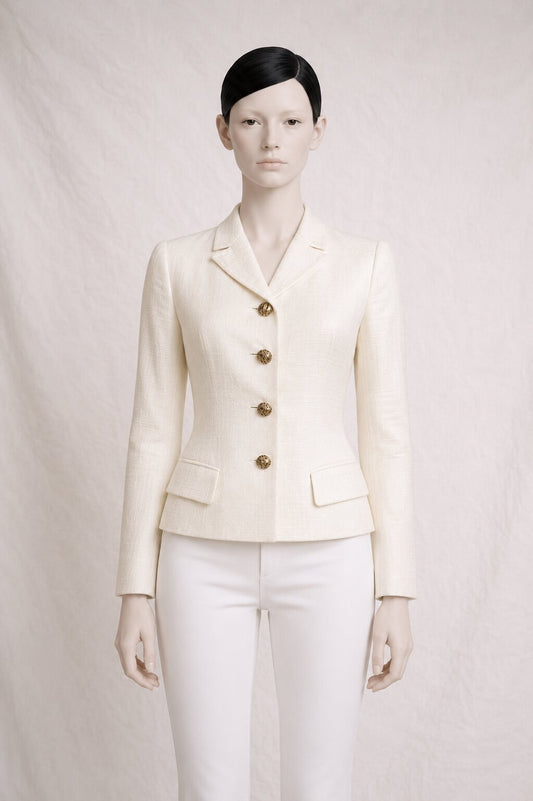 Blazer en soie écru vintage authentique par Tara Jarmon