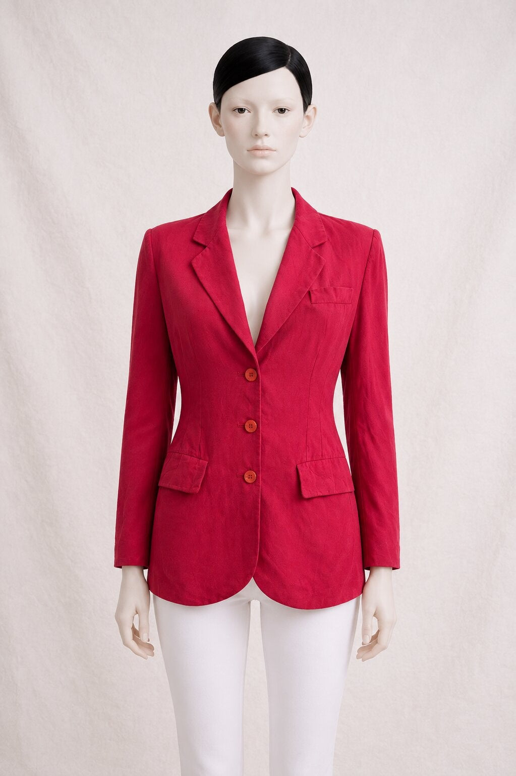 Authentic Vintage Red Linen Blazer Kenzo
