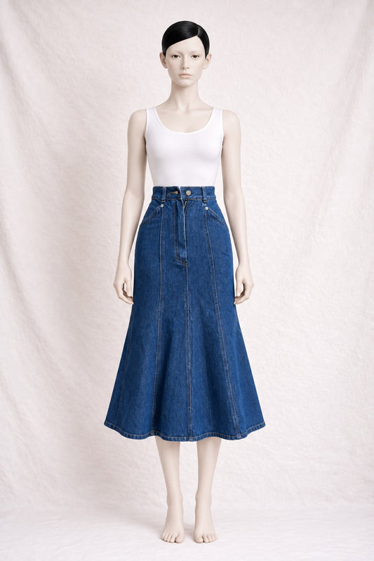 Jupe évasée Kenzo en jeans bleu vintage authentique