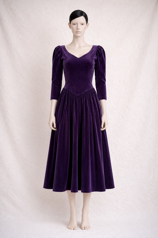 Authentic vintage purple velvet Laura Ashley long dress