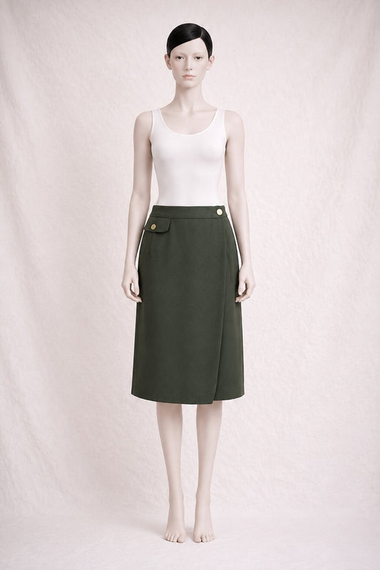 Authentic vintage Burberry green wrap skirt in viscose