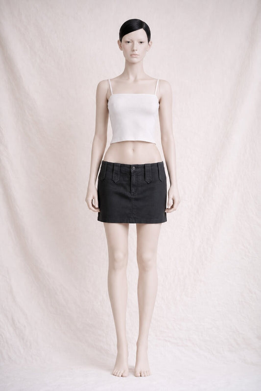 Low-rise mini skirt Barbara Bui in black cotton and linen