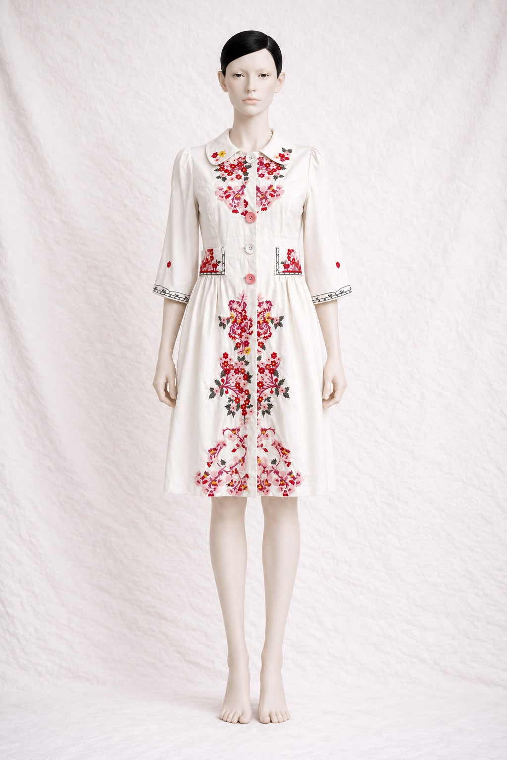 Trench Chloé en coton crème et broderie rouge authentique