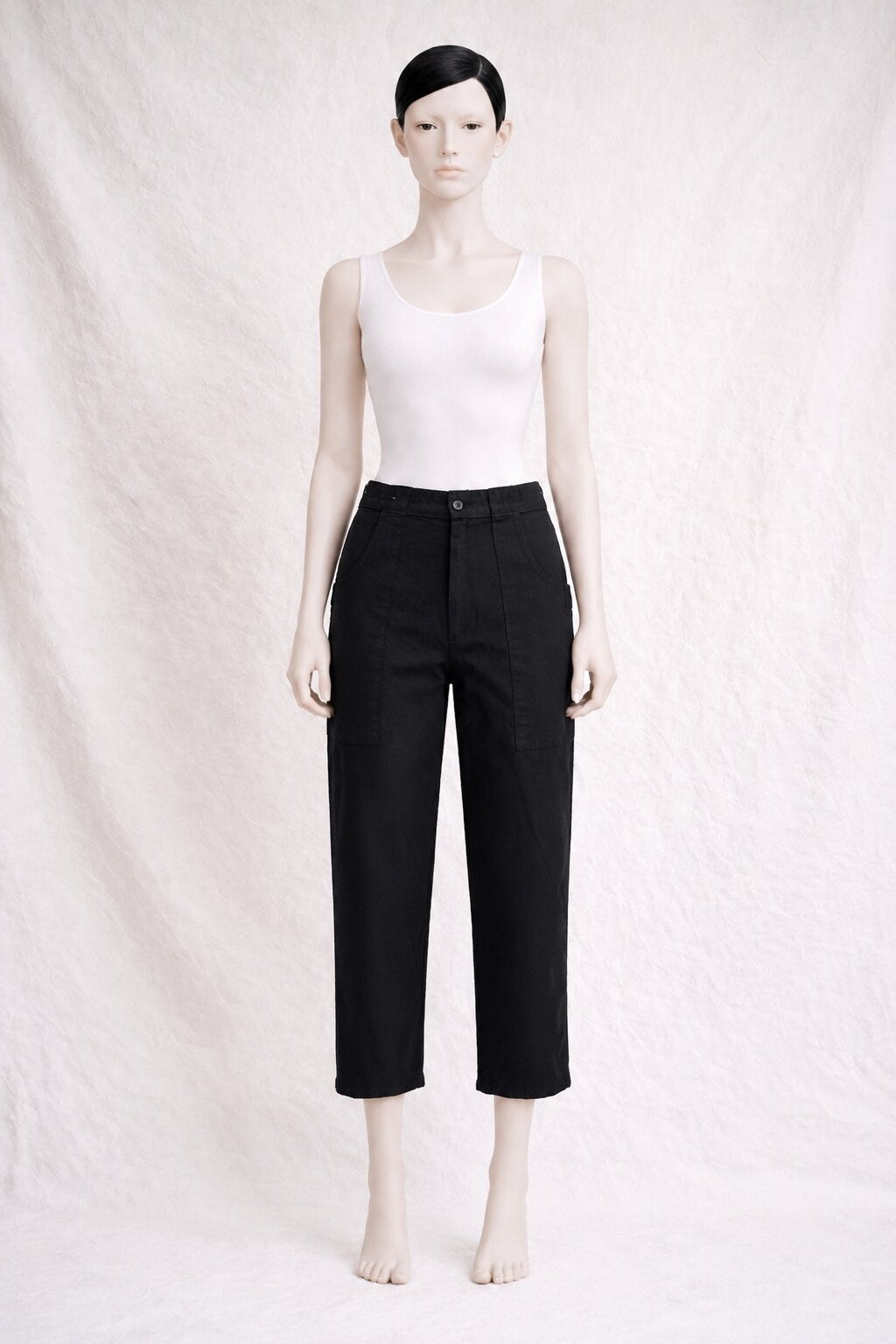 Pantalon carotte en coton denim noir vintage authentique par Pierre Cardin