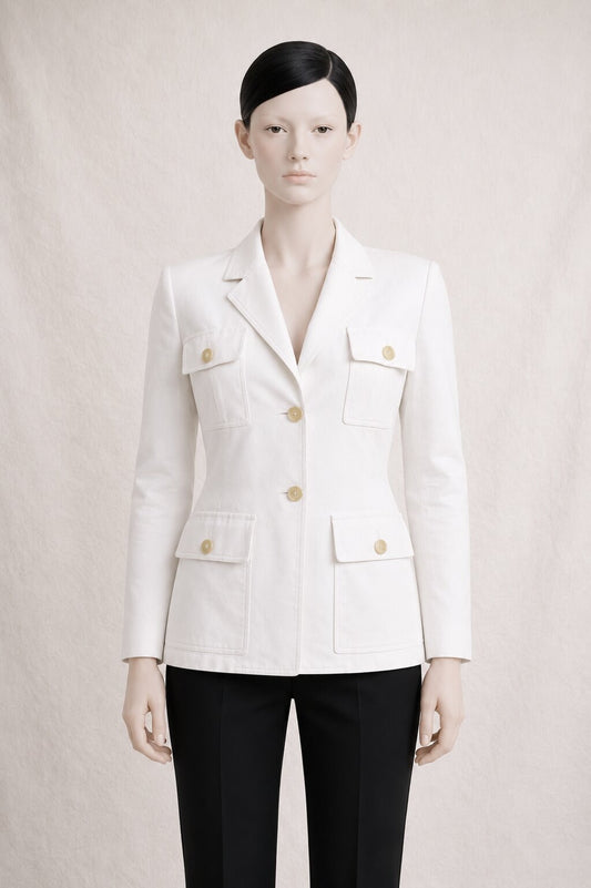 Blazer Celine en coton blanc vintage authentique
