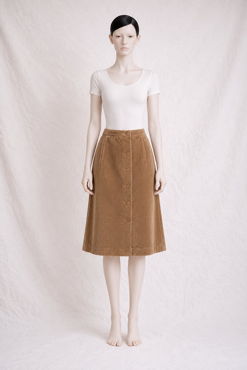 Vintage Authentic Brown Corduroy A-Line Skirt by Courrèges