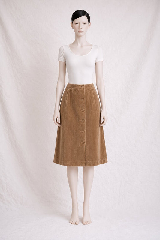 Vintage Authentic Brown Corduroy A-Line Skirt by Courrèges