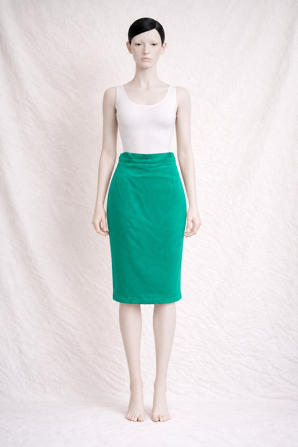 Jupe crayon YSL en laine verte vintage authentique
