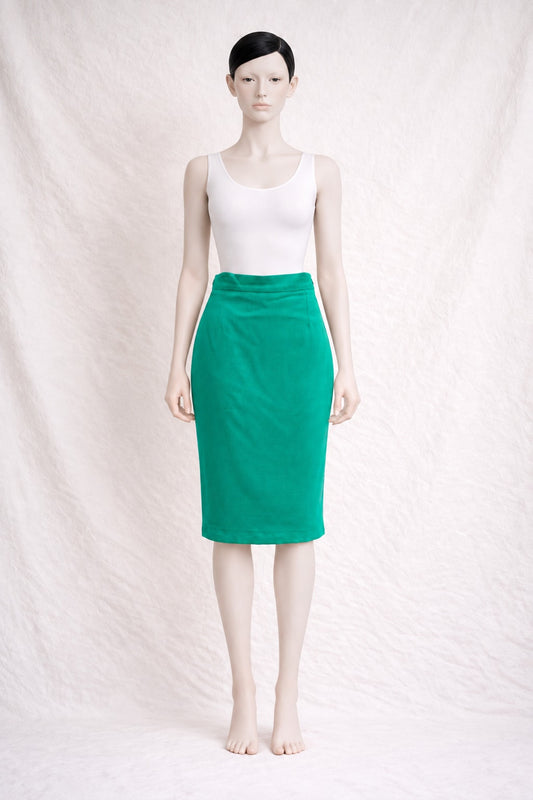 Jupe crayon YSL en laine verte vintage authentique