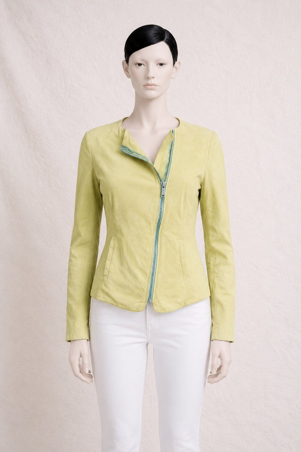 Veste Vintage Authentique en Daim Pistache par J. Sebastien Vassal