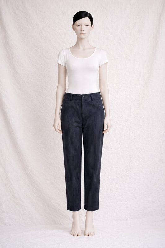 Authentic vintage black striped cotton trousers Agnès B.