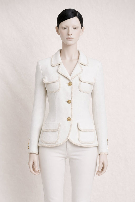 Authentic Vintage Ecru Blazer in Viscose by Louis Féraud