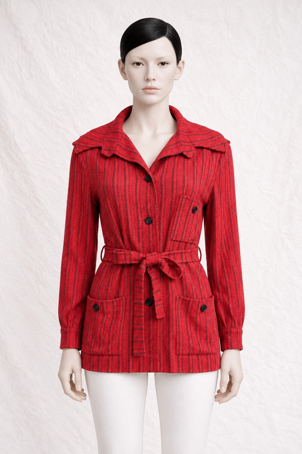 Cardigan Jacques Esterel en tricotage rouge vintage authentique circa 70s