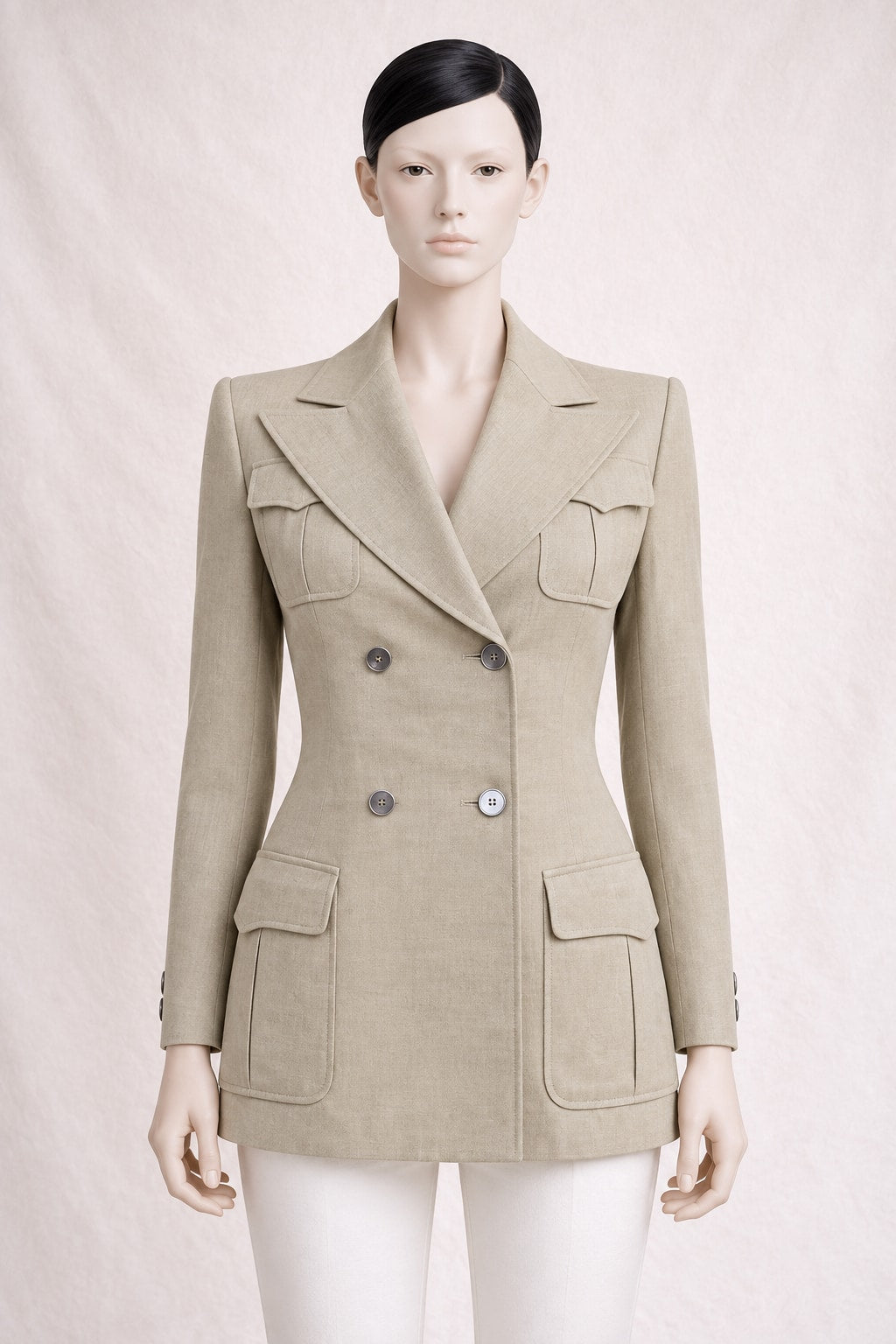 Blazer safari Ted Lapidus en laine beige vintage authentique circa 70s