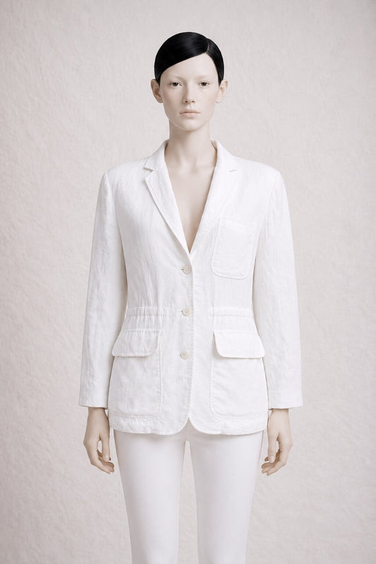 Authentic Kenzo White Linen Safari Jacket Vintage