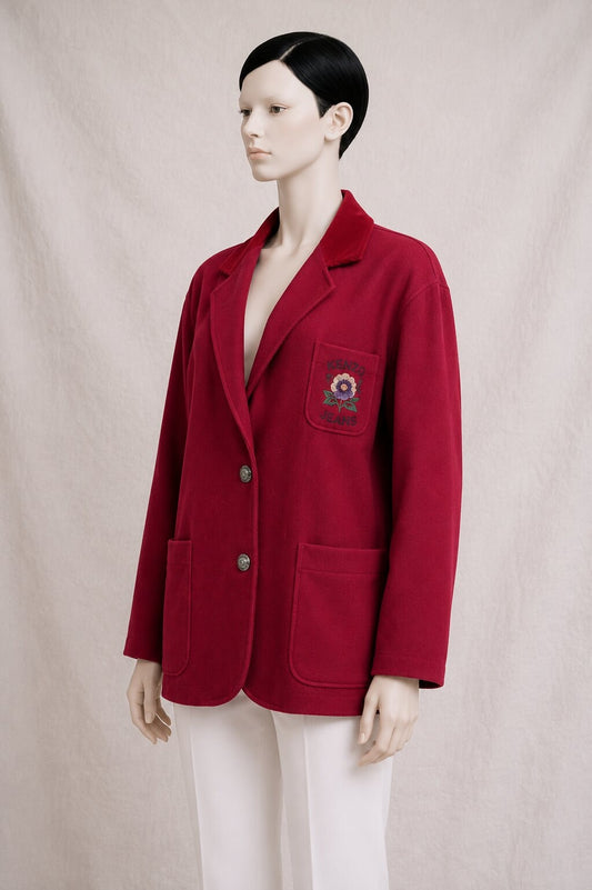 Authentic vintage raspberry red wool blazer Kenzo