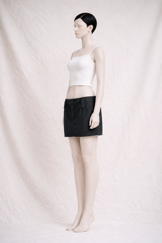 Low-rise mini skirt Barbara Bui in black cotton and linen