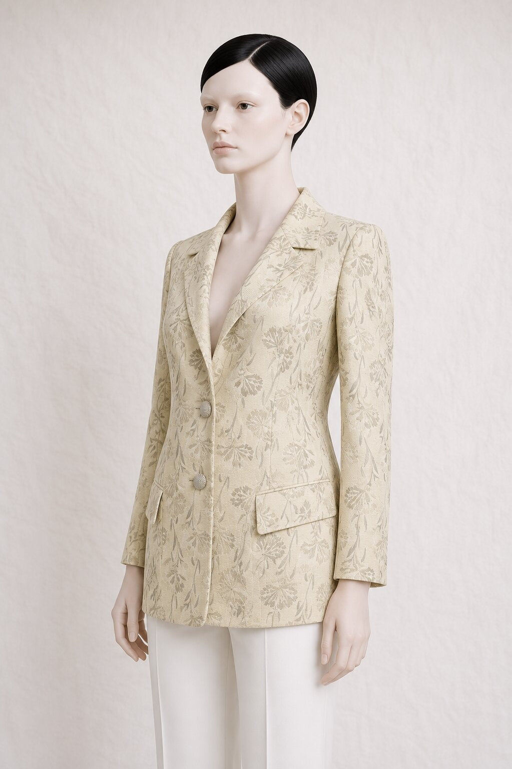 Blazer Vintage Authentique en Soie Beige par Salvatore Ferragamo