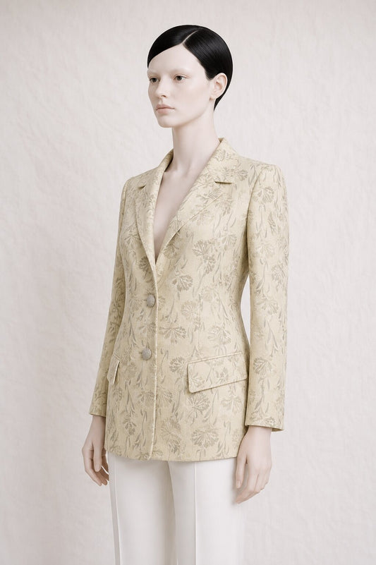 Blazer Vintage Authentique en Soie Beige par Salvatore Ferragamo