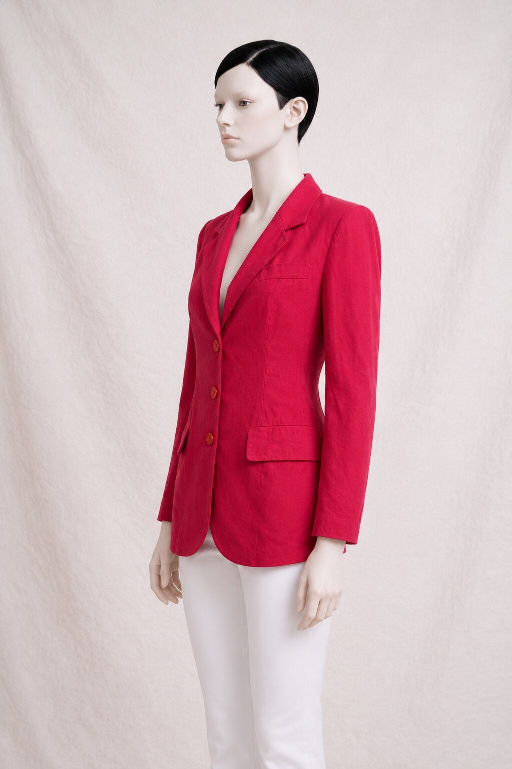 Authentic Vintage Red Linen Blazer Kenzo