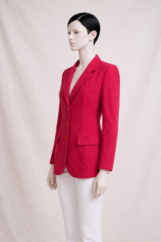 Authentic Vintage Red Linen Blazer Kenzo