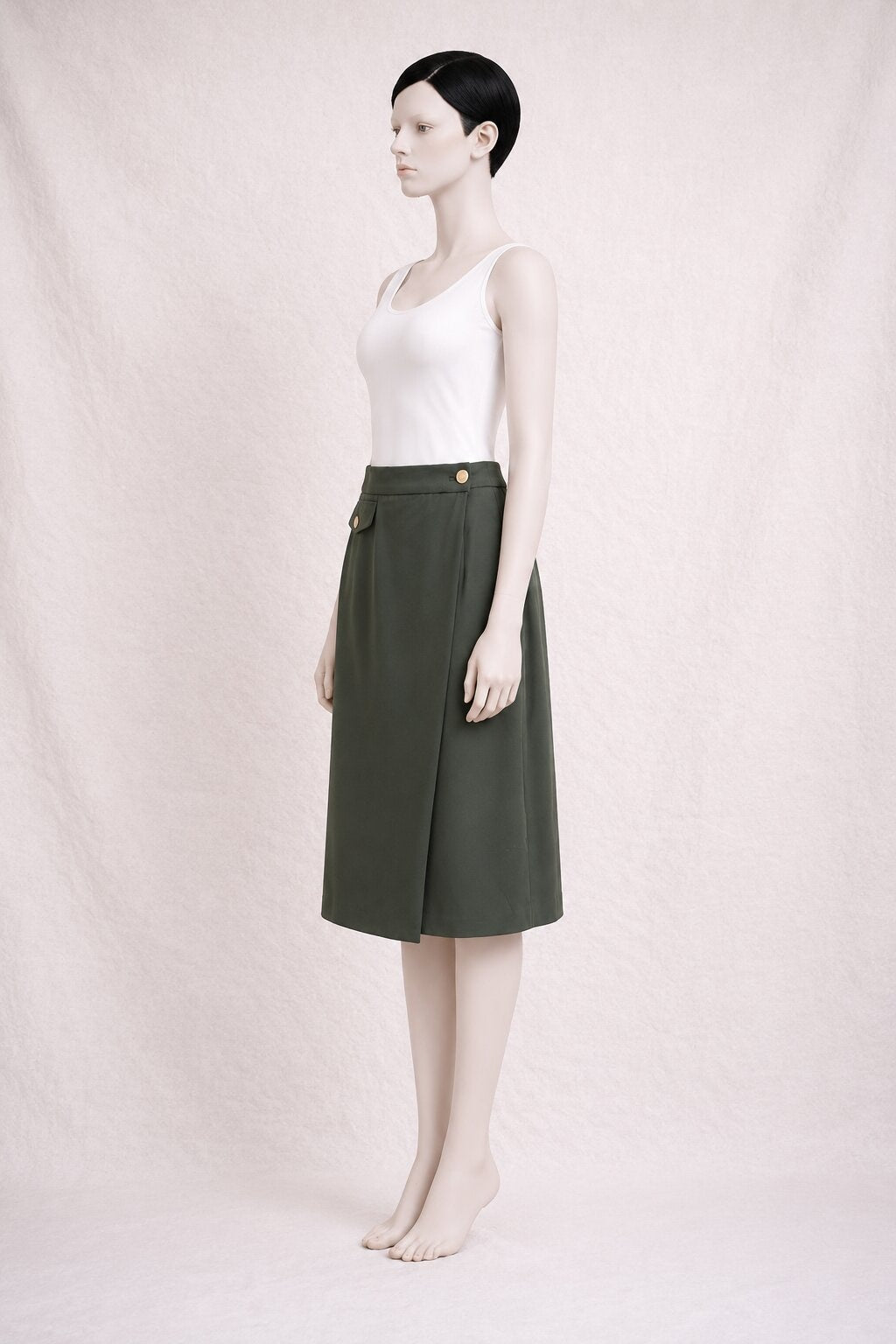 Jupe portefeuille Burberry vintage authentique verte en viscose
