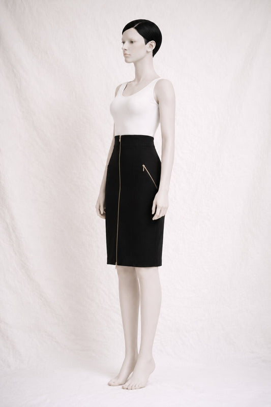 Authentic Vintage Dior Black Wool Pencil Skirt