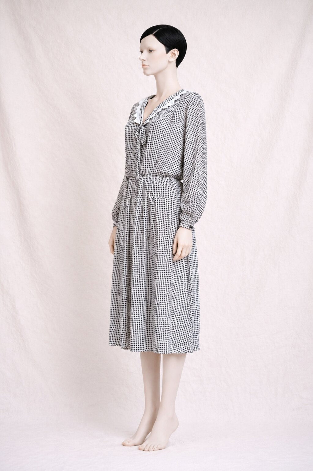 Robe Vintage Authentique Nina Ricci en Soie Blanche et Noire