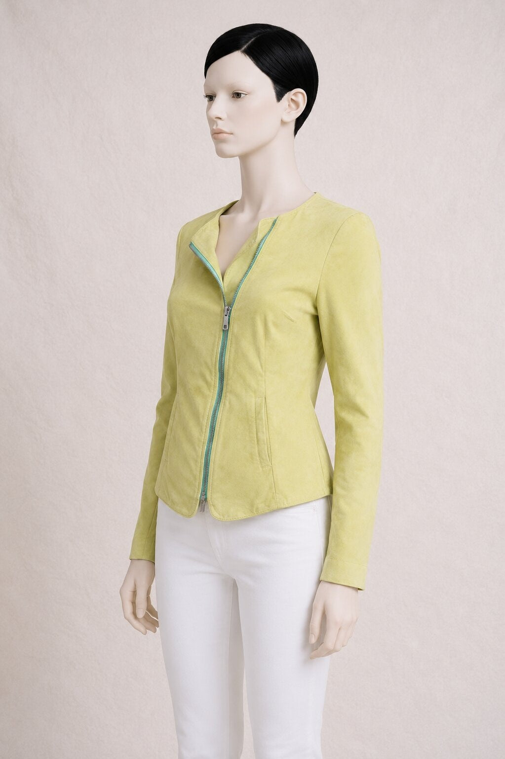 Veste Vintage Authentique en Daim Pistache par J. Sebastien Vassal