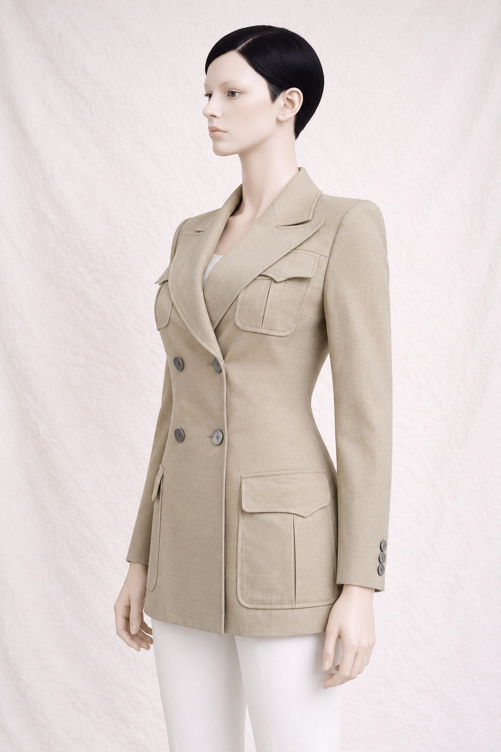 Blazer safari Ted Lapidus en laine beige vintage authentique circa 70s